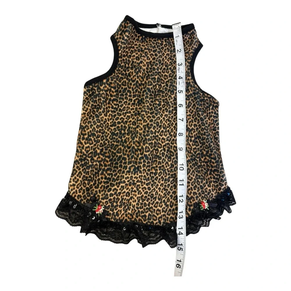 Ruff Ruff Couture Small Dog Pullover Dress – Leopard‎ Print, Lace Trim, USA